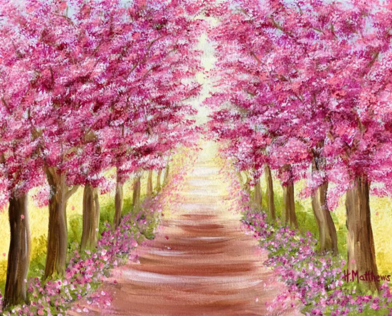 Cherry Blossom Pathway bird on beach