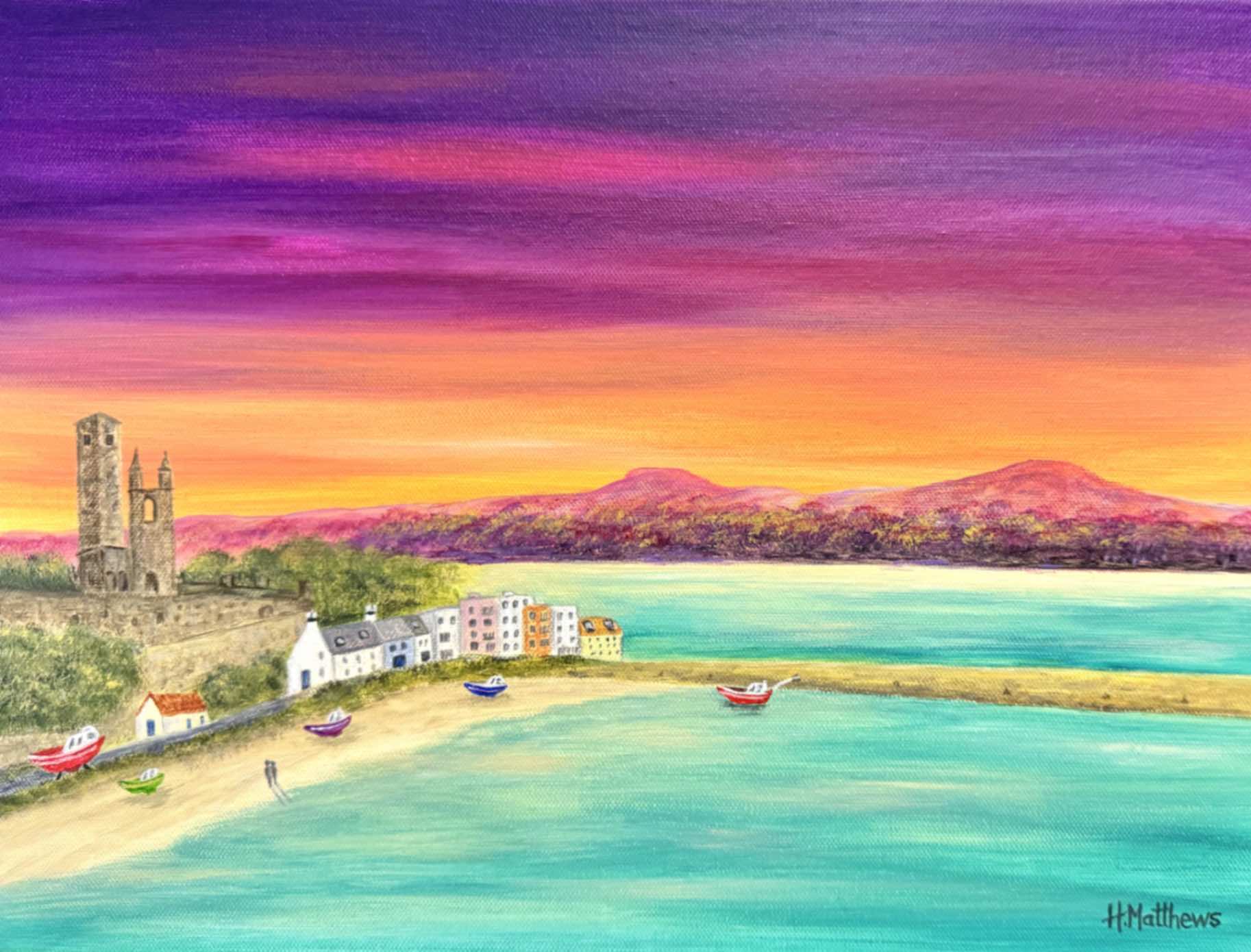 St Andrews Harbour in vibrant colours! canvas prints of scottish scenery