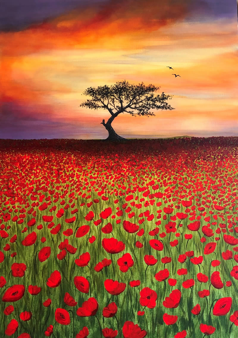 Early Morning Poppies bird on beach