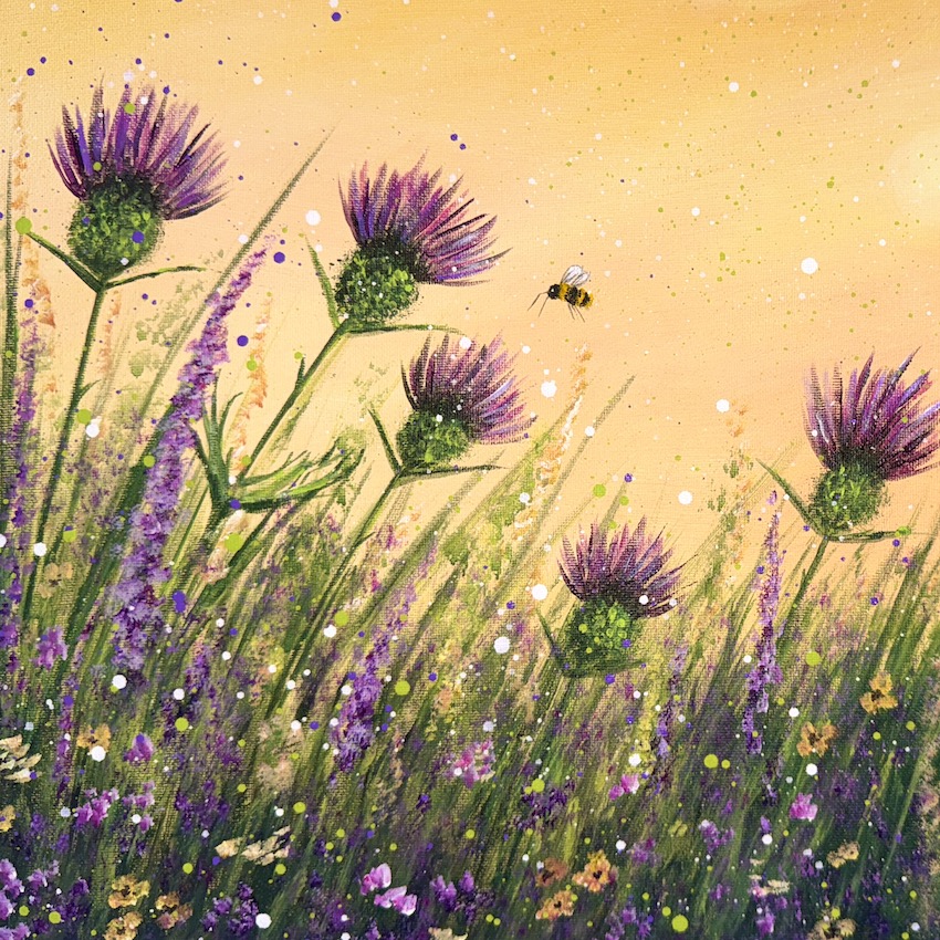 Thistle and Bee Greetings Card