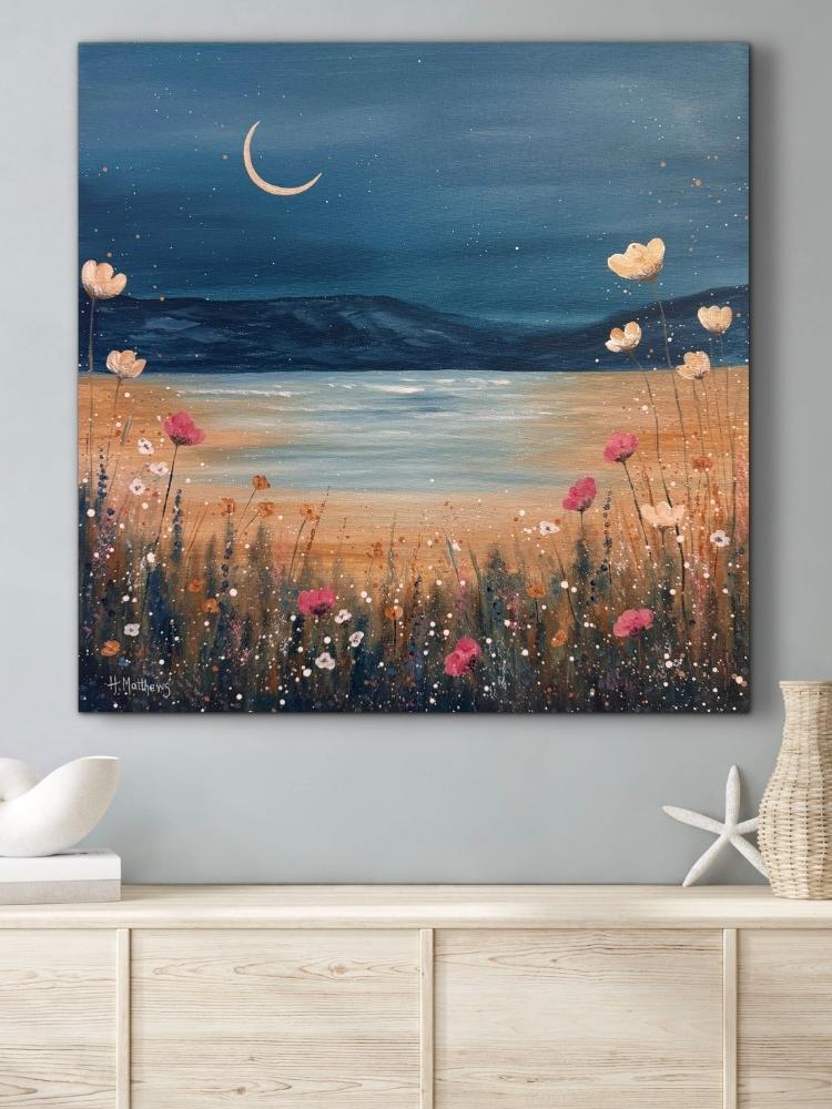 moonlit beach scene