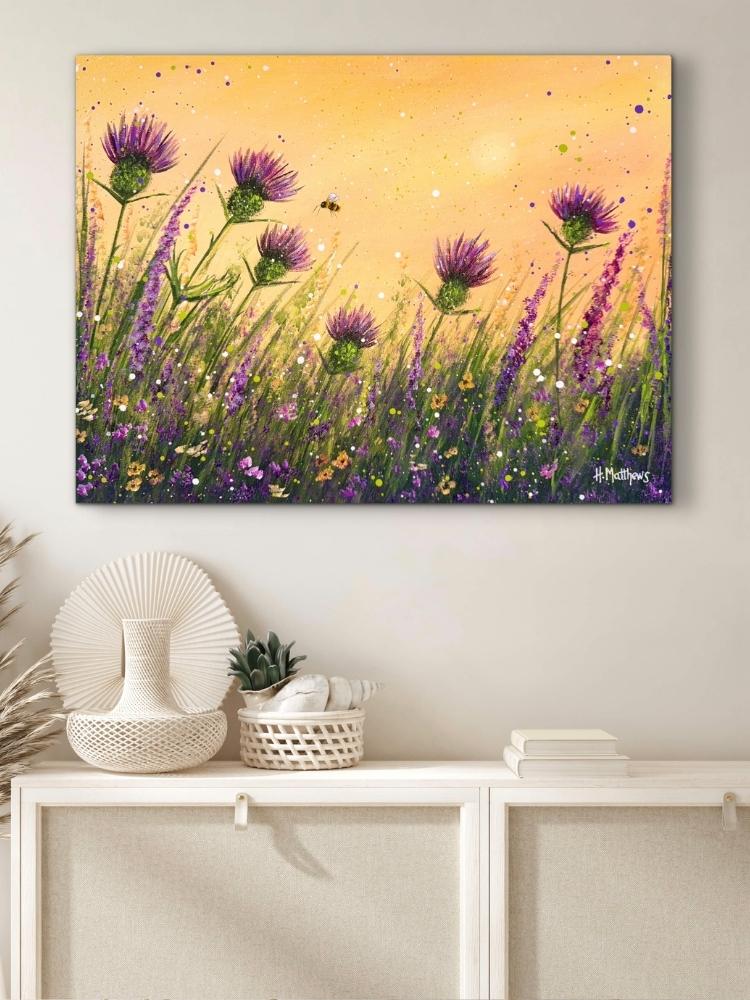 purple flowers scene
